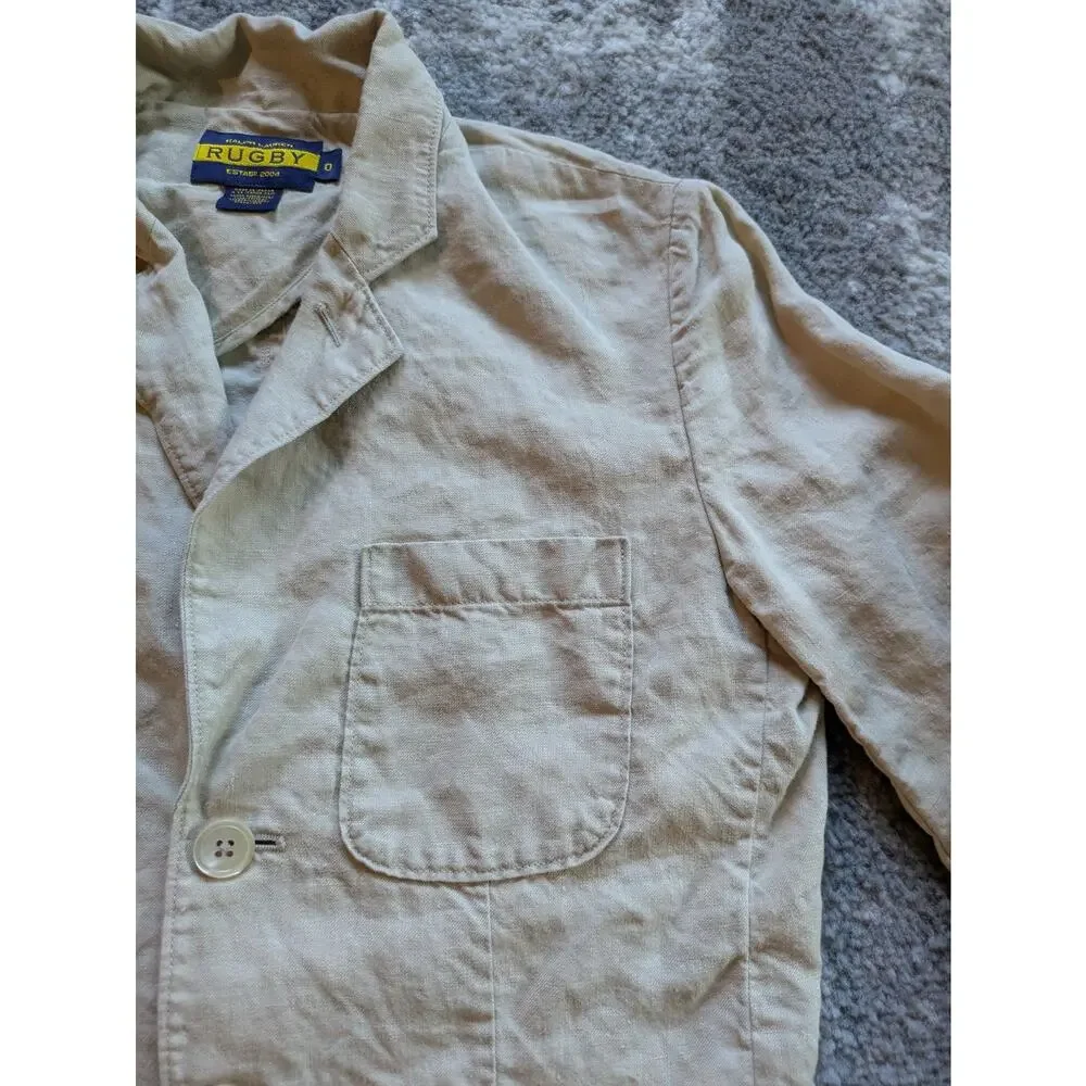 Vintage Ralph Lauren Rugby Women's 100% Linen Blazer Made In Japan - Size 0 RARE - Picture 10 of 16